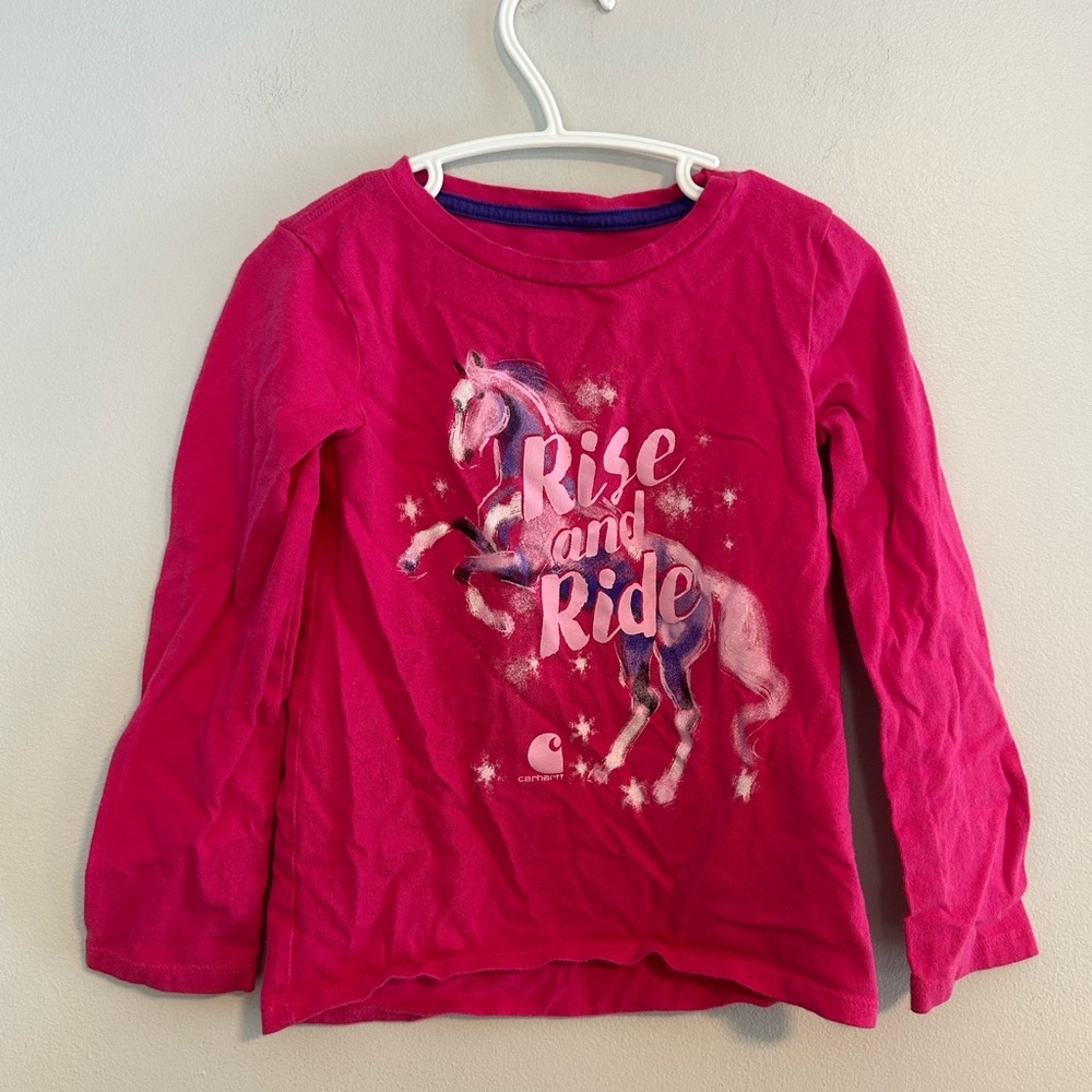 Carhartt 4t pink horse rise & ride long sleeve top